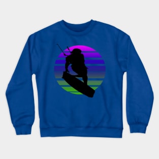 Kitesurfing Female Rider Silhouette Retro Sunset Crewneck Sweatshirt